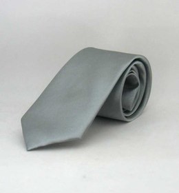 Resim Gri Çocuk Boy Düz Renk Saten Kravat - Ck-05 