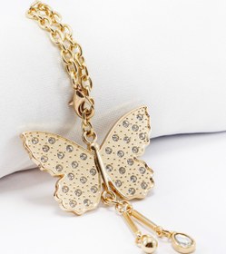 Resim biuti Gold Renkli Parlak Taşlı Salkım Kelebek Araba Dikiz Ayna Süsü, Yeni Araba Hediyesi 