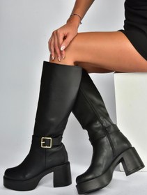 Resim Fox Shoes V726454109 Siyah Kalın Topuklu Klasik Kadın Çizme 