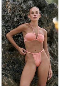 Resim Mai Collection Mai Studios Co. Bunga Büzgü Detay Kalın Bantlı Somon Bikini Altı Somon 