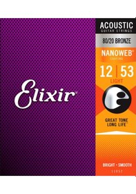 Resim Elixir 11052 Nanoweb 80/20 Bronze Akustik Gitar Teli 12-53 