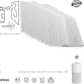 Resim Faf 10 Adet Beko Bk Atp 6100 Hava Temizleyici Uyumlu Gümüş Iyonlu Elektrostatik Toz Tutucu Ön Filtre 