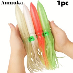 Resim 1 adet Işıklı Mürekkep Balığı Yemi Ahtapot Mürekkep Etek 30cm/11.8inch Yumuşak Yem Yapay Yem Tuzlu Su Balıkçılık Ekipmanları 