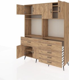 Resim Hyperion Gardrop 7 Raflı 5 Çekmeceli 6 Kapaklı 176x44x221 Çam-çam Çam 