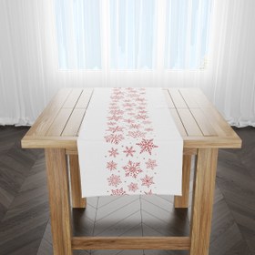 Resim Kar Taneli Kırmızı / Beyaz Yılbaşı Temalı Runner Örtü 