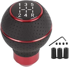 Resim Haofy Vites Topuzu, 5 Vitesli Vites Topuzu Çubuğu Alüminyum Alaşımlı Ve Deri Manuel Otomobil Aksesuarı Vites Değiştirme Topuzu Vites Kolu (C(kırmızı)) 