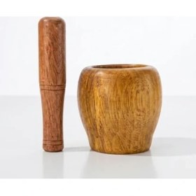 Resim Ahşap Sarımsak Ezici Seti, Doğal Renk, 10 cm Yükseklik, 9 cm Üst Çap, Mutfak Kullanımı 