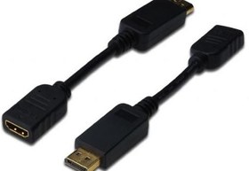 Resim AK-340400-001-S DisplayPort (DP) Hdmi Adaptörü, Kablolu, DP Erkek - Hdmi Tip A Dişi, 0.15 metre, kilit mekanizmalı, DP 1.2 uyumlu, UL, siyah renk 