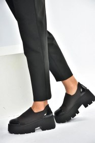 Resim V272906404 Siyah Kumaş Kalın Tabanlı Kadın Ayakkabı Siyah-kumaş 