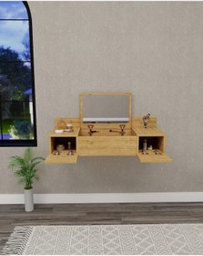 Resim Arnetti Zakkum Makyaj Masası Aynalı 2 Raflı Tuvalet Masası Safirmeşe 