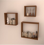 Resim Rafkestir 3 Lü Kutu Raf Set Hareli Ceviz (Mat) 