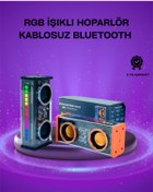 Resim Techno Stock V9 Kablosuz Bluetooth Hoparlör – Canlı Renkli Işık ve Uzun Pil 