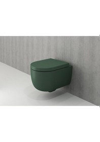 Resim V Tondo Rımless Kısa Asma Klozet Mat Yeşil Ve Kapak 1417-027-0128 Yeşil 