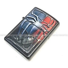 Resim Spiderman Örümcek Adam Mat Siyah Kapaklı Benzinli Çakmak 