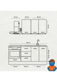 Resim 190 Cm Mutfak Dolabı Mdf Kapak Tezgah Dahil Yrkn190 101 Kırmızı 