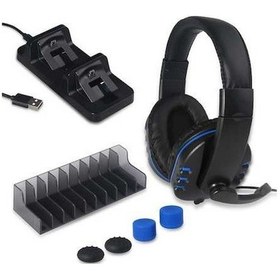 Resim Bosphorusboutique Ve Standı Silikon Şarj Ps4 Paketi Oyun Kulaklık Kılıfı İçin Dobe Arada 5'i 1 Cd 