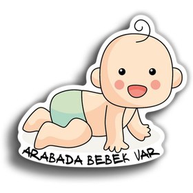 Resim Arabada Bebek Var 10x9 cm Sticker 