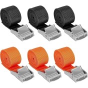 Resim Misda Store Germe Kayışı, 6 Adet Ayarlanabilir Bağlama Kayışı, 1 M x 2,5 Cm, Kısa, Sıkıştırma Kilitli, Siyah, Turuncu, Bağlama Kayışı, Motosiklet, Bisiklet Taşıyıcı, Bavul, Bagaj Paketi, Kamp Için, 250 Kg'a Kadar 