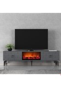 Resim Volcanos Şömineli Tv Sehpası Tv Ünitesi Antrasit 