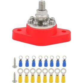 Resim Sones 3/8 İnç M10 Rv Yat 8 Yollu Terminal Saplaması, 2 M5x20 Vida + 16 Adet Terminal Kırmızı 