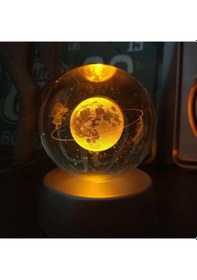 Resim Kişiye Özel Satürnlü Kız Işıklı 6 Cm Çapında Cam Kristal Küre 