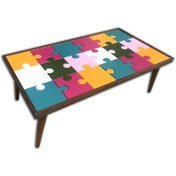 Resim Orta Sehpa PUZZLE Bulmaca Model Kayın torna Retro Ayak Üstü cam Çocuk gelişimine Destek Ürün El Yapım 