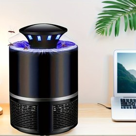 Resim 1 Adet USB ile Çalışan Sessiz Sivrisinek Kovucu Lamba – Otomatik İç ve Dış Mekan Böcek Öldürücü Mavi UV Işıklı, Ev, Ofis veya Yurt Kullanımı için Siyah Modern Tasarım, Sivrisinek Kovucu Cihaz, Ev Haşere Kontrolü, Şık Silindirik Tasarım, Etkili Kovma Metodu 