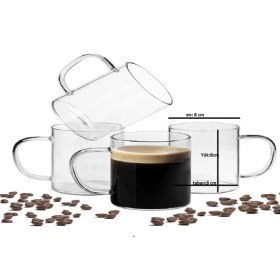 Resim 6'lı Borosilikat Kupa Nescafe,latte,filtre Kahve,süt,bitki Çayı Kupası 350 ml (En: 8 cm Yük: 8 Cm) 