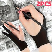 Resim 2'li Paket Likra Spandex Boyama Eldivenleri, Leke Tutmayan İki Parmak Tasarımı ile Eskiz Çizim ve Grafik Tabletler için, Esnek Sanat El Koruma 