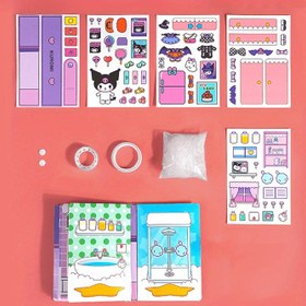 Resim Sessiz Kit Seti 3 Adet - Sevimli DIY Karikatür El Sanatları, Büyük Klasörler Gerektirmez, for Kuromi ve Arkadaşları İçin Mükemmel, Pembe/Mor 