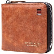 Resim 1 adet Vintage Tarzı Erkek Cüzdanı, Suni Deri Kısa Bifold Fermuarlı Bozuk Para Cebi, Çoklu Kart Yuvası Kredi Kartı Tutucu, Klasik, Bozuk Para Cüzdanı 