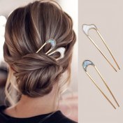 Resim 2 adet / Set Fransız Stili U Şekilli Saç Tokaları Vintage Saç Çatalı Stick Updo Chignon Saç Aksesuarları Kadınlar için 