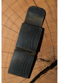 Resim Lenax Leather Mono Klips Hakiki Deri Erkek Cüzdan Nakit Para Klipsli, Mıknatıslı Kapak, Bozuk Para Cepli Haki 