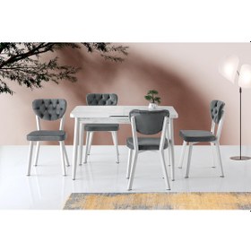 Resim Silva Açılır Masa Kristal +4 Adet Simge Metal Sandalye Takım 