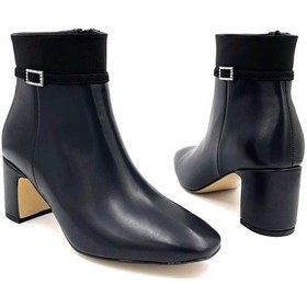 Resim Beyaz Park Moda Kalın Topuklu Fermuarlı Günlük Kadın Bot Siyah Siyah 