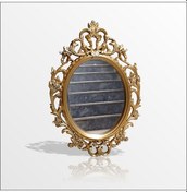 Resim 50X70 Oymalı Işlemeli Rustik Altın Yaldız Antik Duvar Boy Aynası Altın 