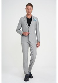 Resim Efor Slim Fit Torba Cep Esnek Pamuk Düz Gri Blazer Ceket C 712 Gri 