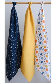 Resim runbaby ( 3 ADET ) 75x75 CM %100 Pamuk 3'lü Müslin Örtü Set 