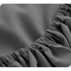 Resim Tek Kişilik Penye Lastikli Çarşaf %100 Pamuk Koyu Gri 