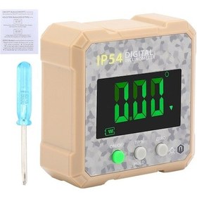 Resim Camgöbeği Sarısı Manyetik Dijital İçinç Ölçer - Lcd Ekranlı Yüksek Hassasiyetli Açı Ölçüm Aleti Sarı Sarı 