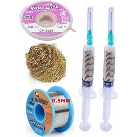 Resim Mechanic/ Lehim Sn63/pb37 40g 0,5mm Havya Ucu Temizleme Teli Lehim Toplama Cp-2015 Emme Teli 2,0mm Set01 