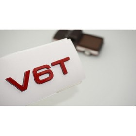 Resim Dk Tuning V6 T Kırmızı Abs Bagaj Logo Amblem Arma Audi İle Uyumlu Bagaj Arma 
