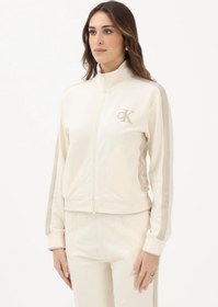 Resim Calvin Klein Uzun Kollu Esnek Havlu Kumaş Tam Fermuarlı Eşofman Üstü Kadın Beyaz Ceket LV047E226G-YA 