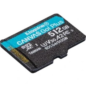 Resim Kingston Canvas Go Plus Microsdxc Hafıza Kartı Gen4 200 Mb/sn A2 U3 V30 512 GB Tek Paket, ADP-SDCG4/512GBSP Olmadan 