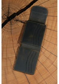 Resim Lenax Leather Mono Hakiki Deri Erkek Cüzdan Gerçek Deri Kartlık Ve Bozuk Para Bölmeli Haki 
