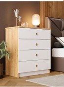 Resim Kuzeylife Stella Şifonyer 4 Çekmeceli Bebek Genç Ytak Odası Safir Meşe Meşe - Beyaz 