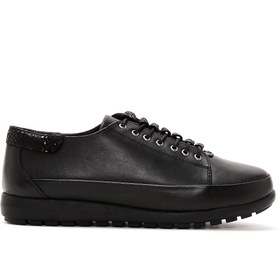 Resim Kadın Siyah Deri Casual Sneaker 