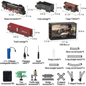 Resim Elektrikli Tren Seti, Gerçekçi Işık, Ses ve Duman Efektli Buharlı Lokomotif, Noel Hediyesi 