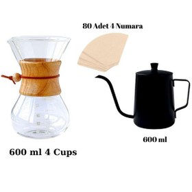 Resim Grossberg Coffee Chemex Filtre Kağıdı Kapaklı Barista Kettel Set 