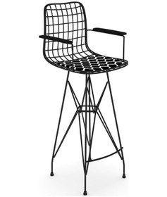 Resim Knsz kafes tel bar sandalyesi 1 li zengin syhviona kolçaklı 75 cm oturma yüksekliği ofis cafe bahçe mutfak 